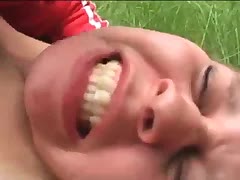 Forced porn video 'Young blonde sunbathing in a park is forced to sex'